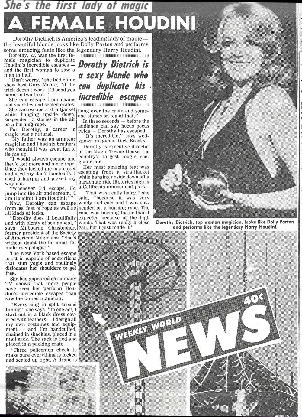 Weekly World News Female Houdini First Lady Of Magic